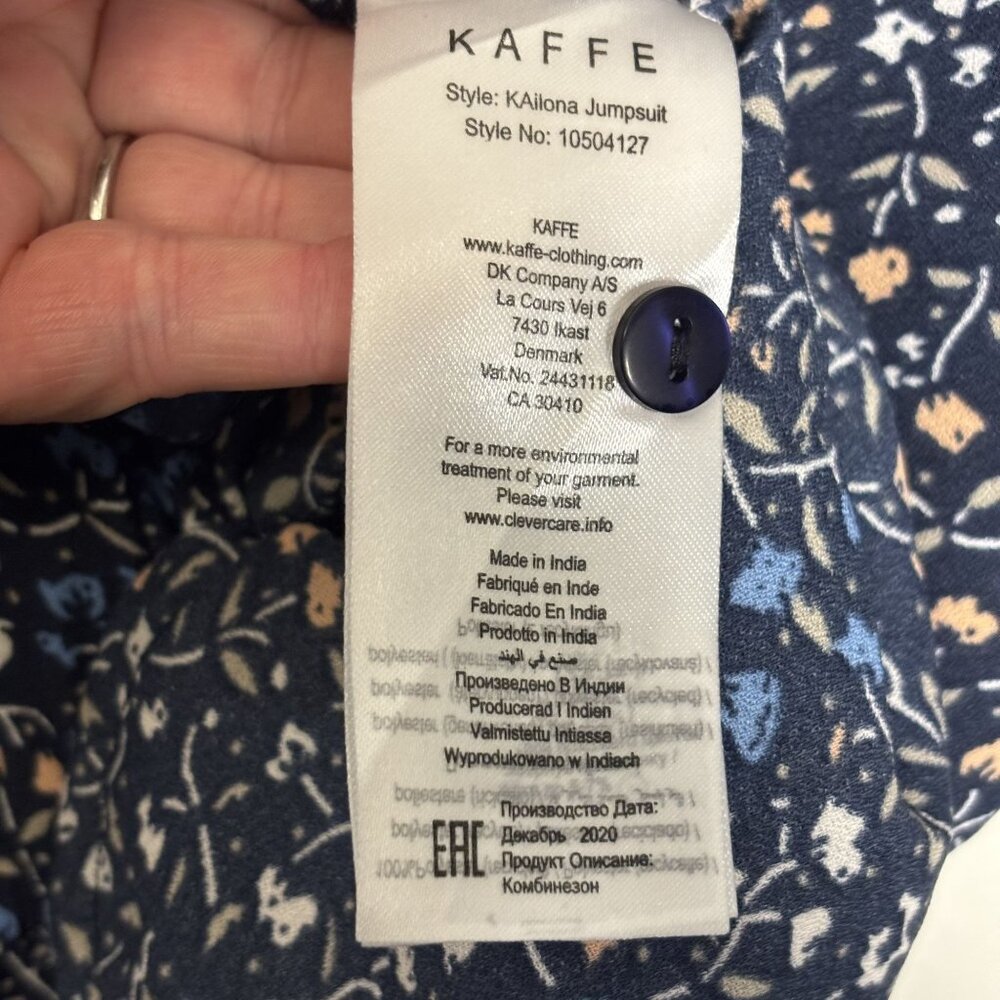 Kaffe floral Print Jumpsuit With Short Sleeves & Belted Waist Size UK 42 = US 14 - Picture 13 of 13
